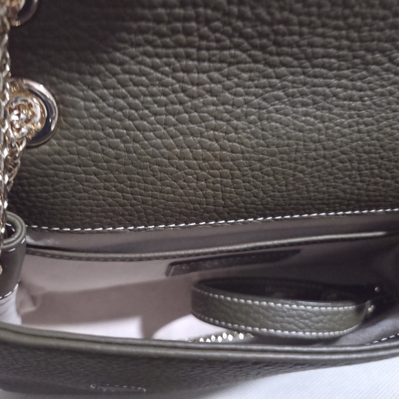 Strathberry Khaki Leather Shoulder Bag with Gold Chain - Picture 5 of 9